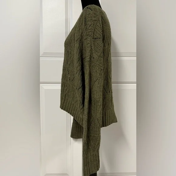 Express Open Knit Olive Green Sweater - Picture 2 of 6